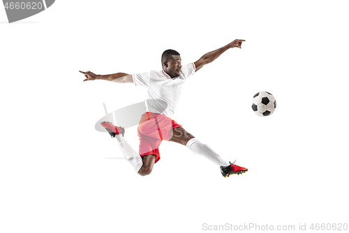 Image of Professional african football soccer player isolated on white background