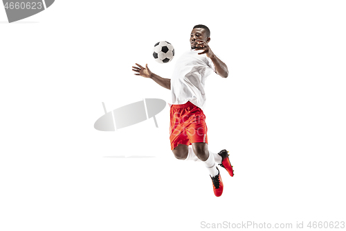 Image of Professional african football soccer player isolated on white background