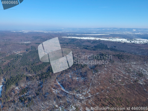 Image of Black Forest winter scenery aerial view Germany