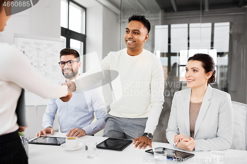 Image of recruiters having interview with employee