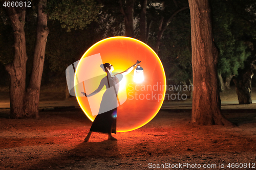 Image of Colorful Long Exposure Image of a Woman