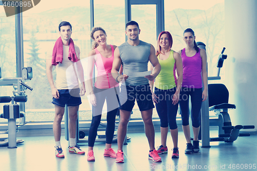 Image of Group of people exercising at the gym