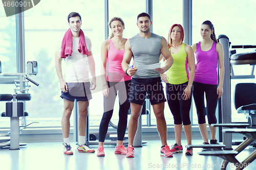 Image of Group of people exercising at the gym