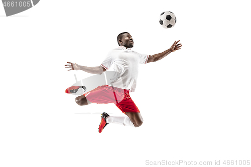 Image of Professional african football soccer player isolated on white background