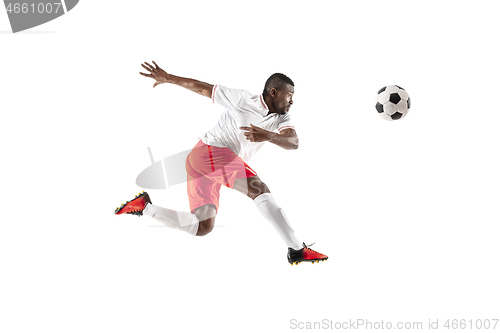 Image of Professional african football soccer player isolated on white background