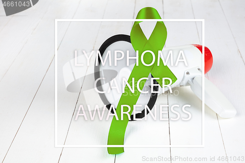 Image of Lime Green ribbon for Lymphoma Cancer and mental health awareness