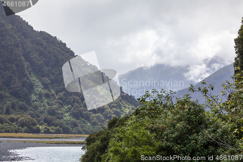 Image of riverbed landscape scenery in south New Zealand