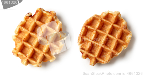 Image of two freshly baked belgian waffles