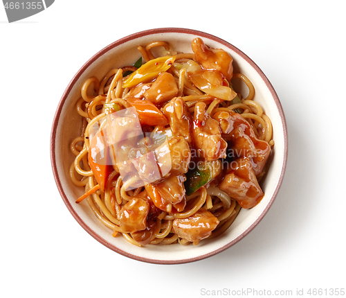 Image of bowl of fried noodles and meat