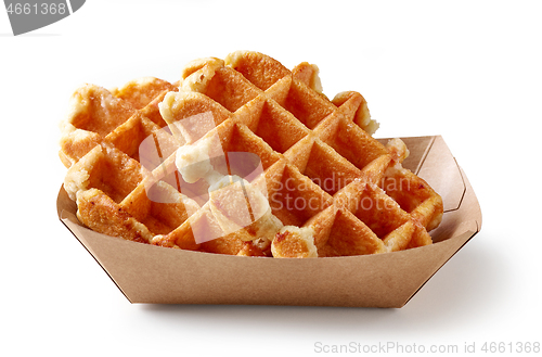 Image of belgian waffles in paper take away box