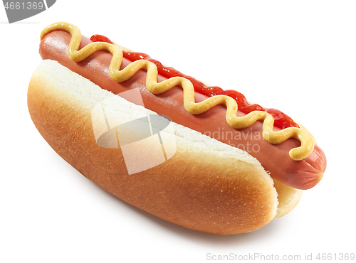 Image of Hot dog with mustard and ketchup