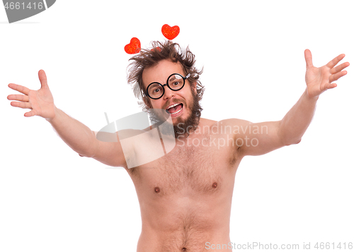 Image of Crazy bearded man - love concept