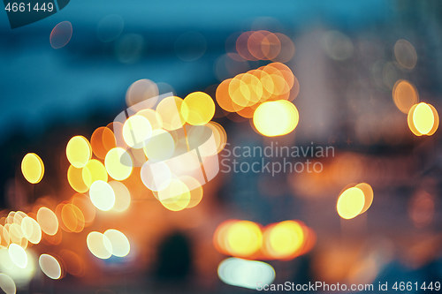 Image of Night city street lights bokeh background