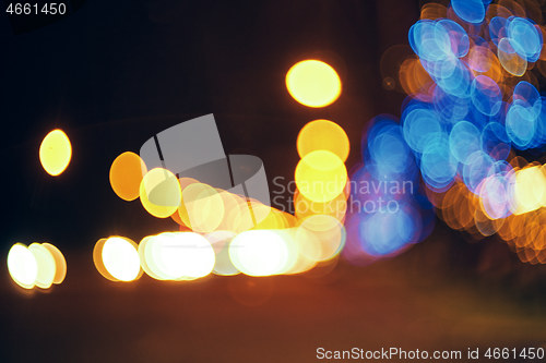 Image of Night city street lights bokeh background