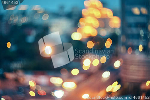 Image of Night city street lights bokeh background