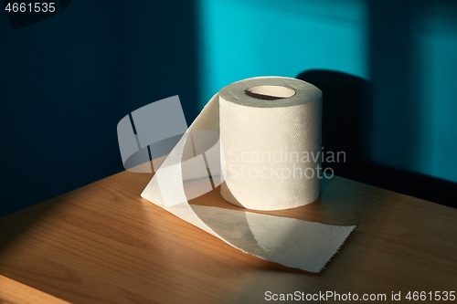 Image of Toilet paper on shelf un sunlight