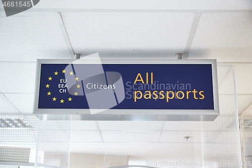 Image of Border passport control signs