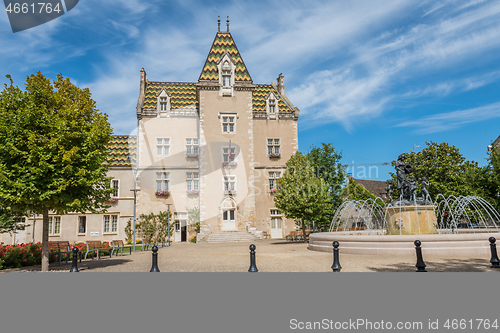 Image of MEURSAULT, BURGUNDY, FRANCE- JULY 9, 2020: The town hall in Meursault