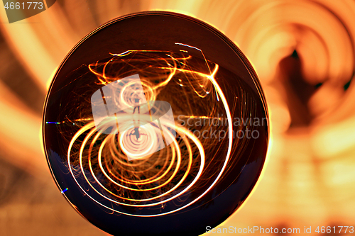 Image of Night Time Light Painted Imagery With Color and Steel Wool Spinn