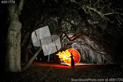 Image of Colorful Long Exposure Image of a Woman