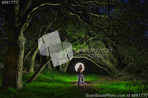 Image of Creative Light Painting With Color Tube Lighting With Landscapes