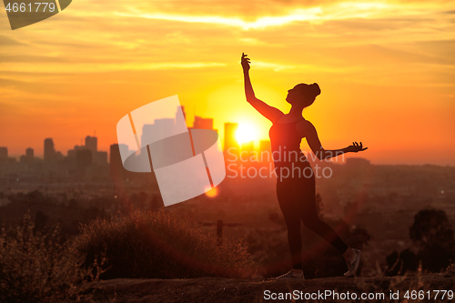 Image of Woman Posing at Sunset in Los Angeles California