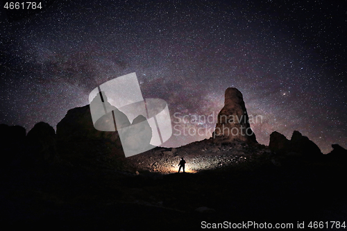 Image of Person Light Painted in the Desert Under the Night Sky