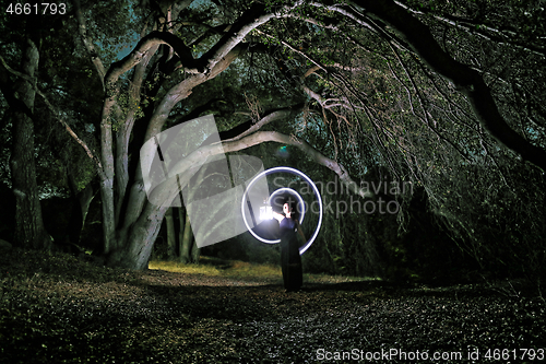 Image of Colorful Long Exposure Image of a Woman