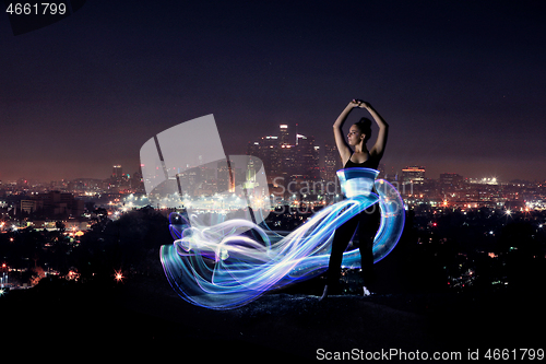 Image of Colorful Long Exposure Image of a Woman