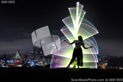 Image of Colorful Long Exposure Image of a Woman