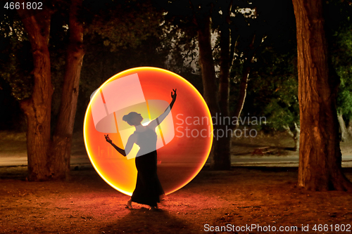 Image of Colorful Long Exposure Image of a Woman