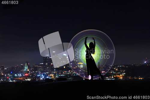 Image of Colorful Long Exposure Image of a Woman