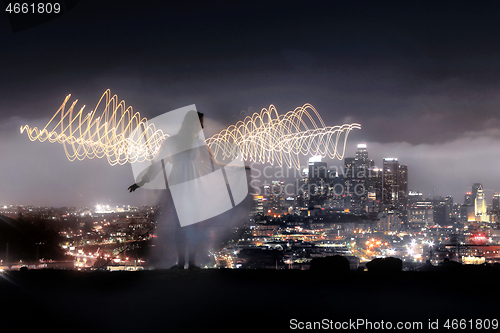 Image of Colorful Long Exposure Image of a Woman