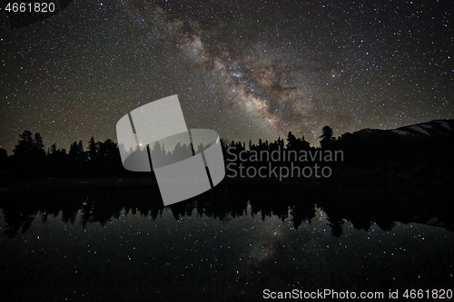 Image of Beautiful Milky Way Reflection on Lake in Eastern Sierra Mountai