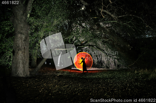 Image of Colorful Long Exposure Image of a Woman