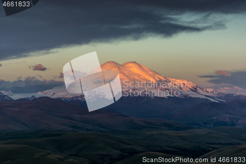 Image of Elbrus at sunrise in Caucasus mountains