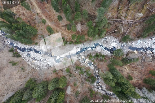 Image of alpine river creek fresh clean water top view