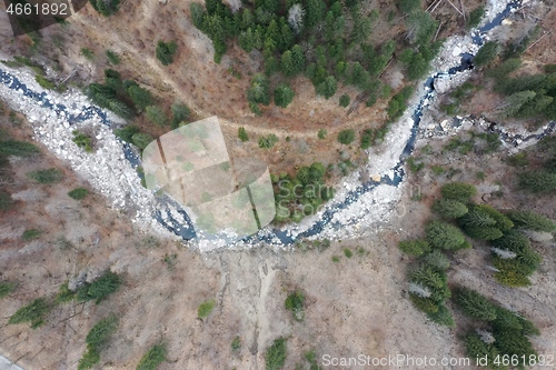 Image of alpine river creek fresh clean water top view