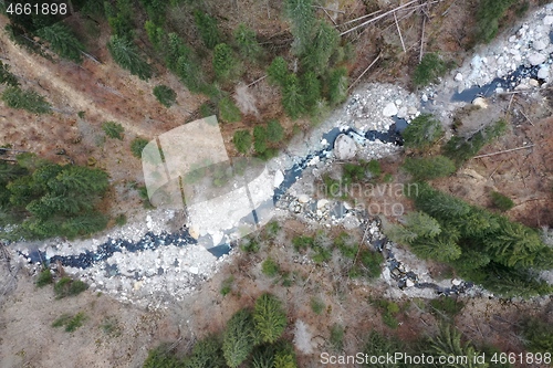 Image of alpine river creek fresh clean water top view