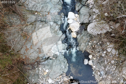 Image of alpine river creek fresh clean water top view