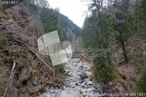 Image of alpine river creek fresh clean water top view