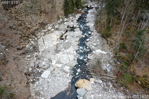 Image of alpine river creek fresh clean water top view