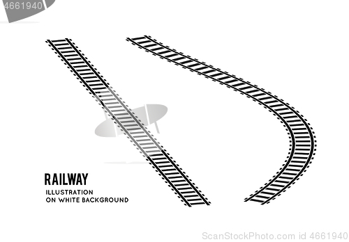 Image of Railroad set top view. Vector illustration on white