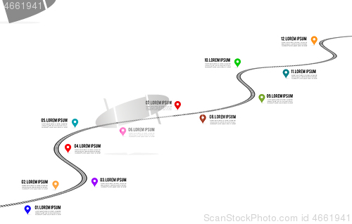 Image of Railway timeline 3d vector illustration. Infographic on white