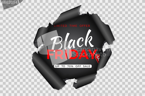 Image of Black Friday Sale Banner with Torn Paper