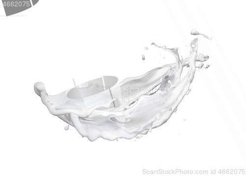 Image of Wavy flying abstract milk splash against white background.