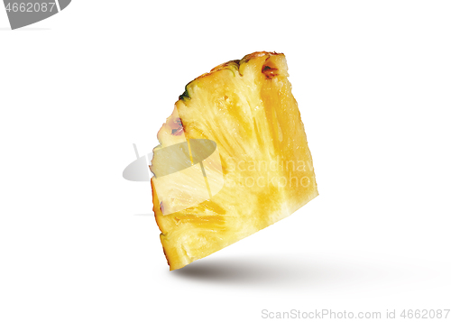 Image of Cut slice of natural ripe fresh pineappe fruit isolated on a white background.