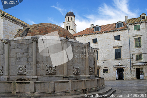 Image of Big Onofrio Fountain on the Square at Stradun Street in Dubrovni