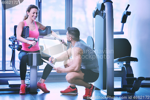 Image of woman exercising with her personal trainer