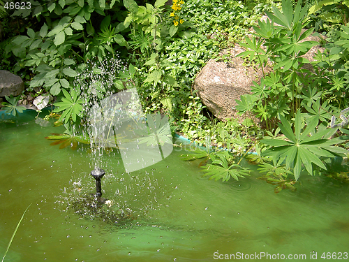 Image of Fountain in pond